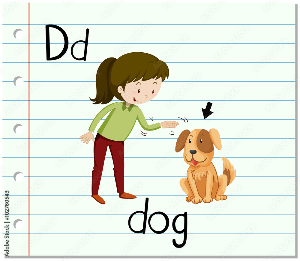 Fototapeta premium Flashcard letter D is for dog
