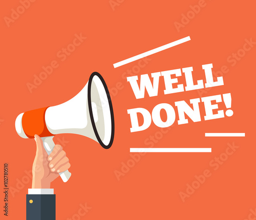 Loudspeaker well done. Vector flat illustration