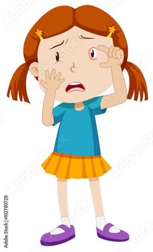 Little girl trying to open her eye wide