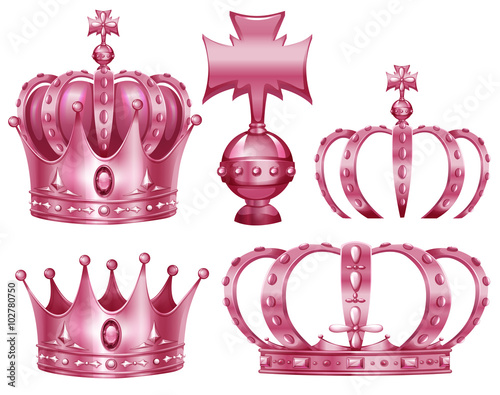 Different design of crowns in pink color
