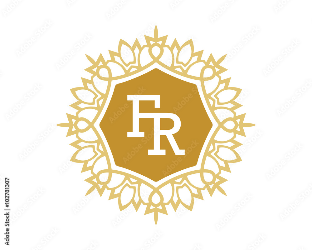 Obraz premium FR initial royal letter logo