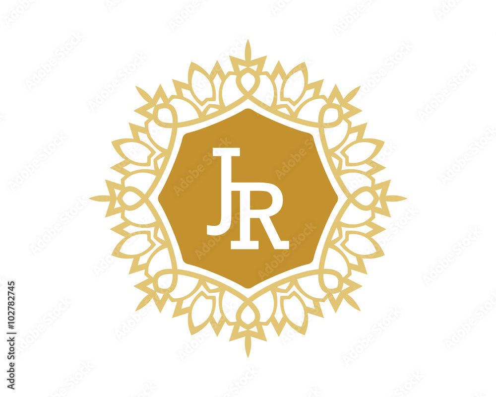 Obraz premium JR initial royal letter logo