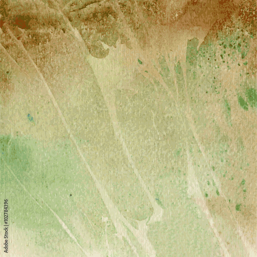 Abstract watercolor vector background,  Designed grunge paper texture, green, brown for decor, scrapbook, banner, poster, print