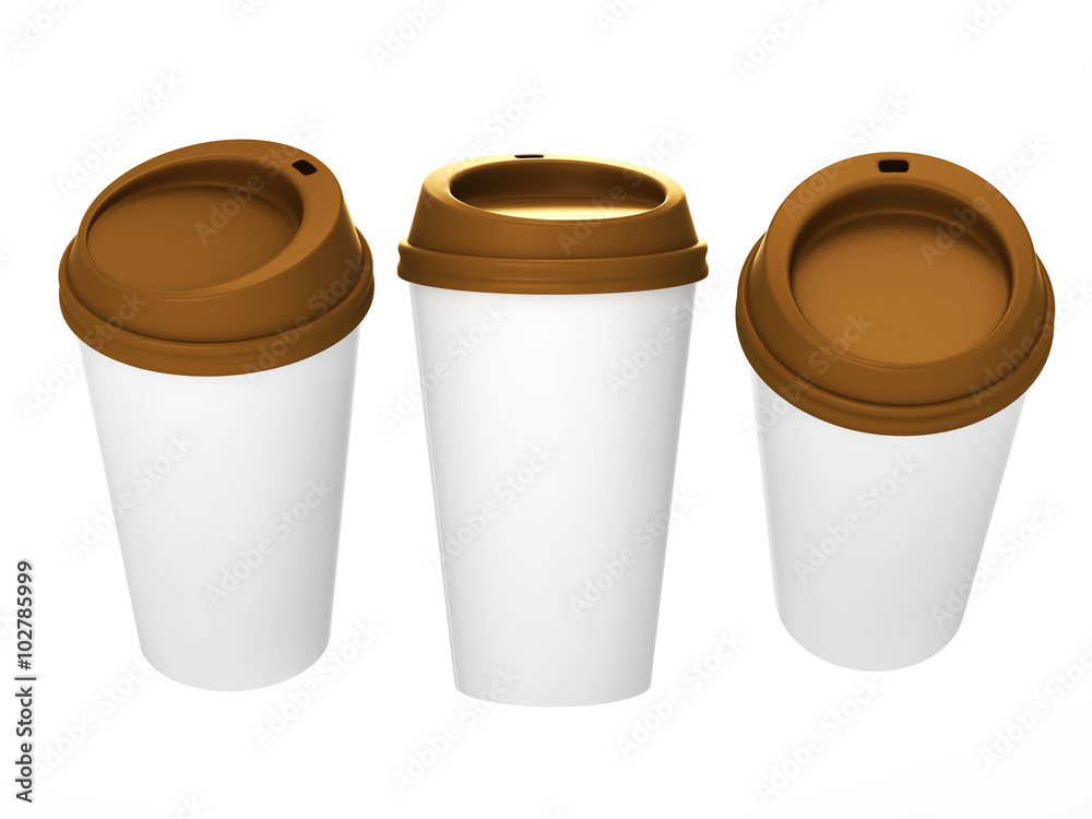 White blank coffee cup with brown cap, clipping path included White blank coffee cup with brown cap, clipping path included