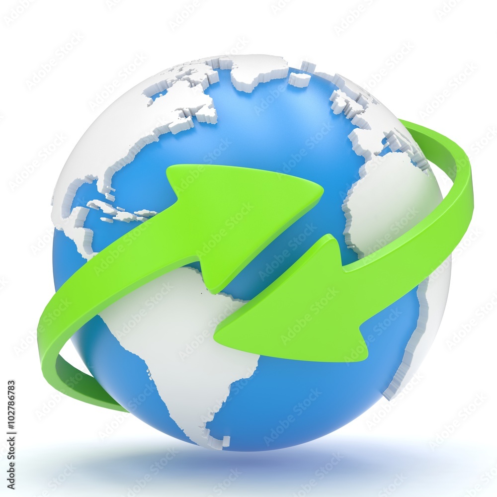 Naklejka premium Arrows and Earth globe. 3d render