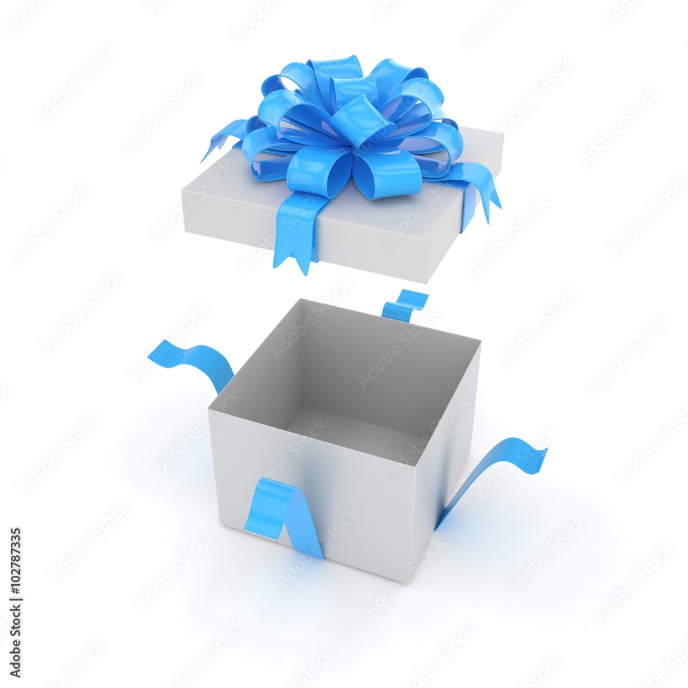 open gift box with bows isolated on white open gift box with bows isolated on white