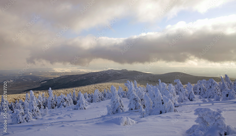 Blick vom winterlichen Brocken im Harz,Deutschland