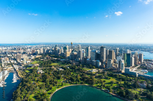 Photography Aerial view on Sydney CBD and Royal Botanic Gardens