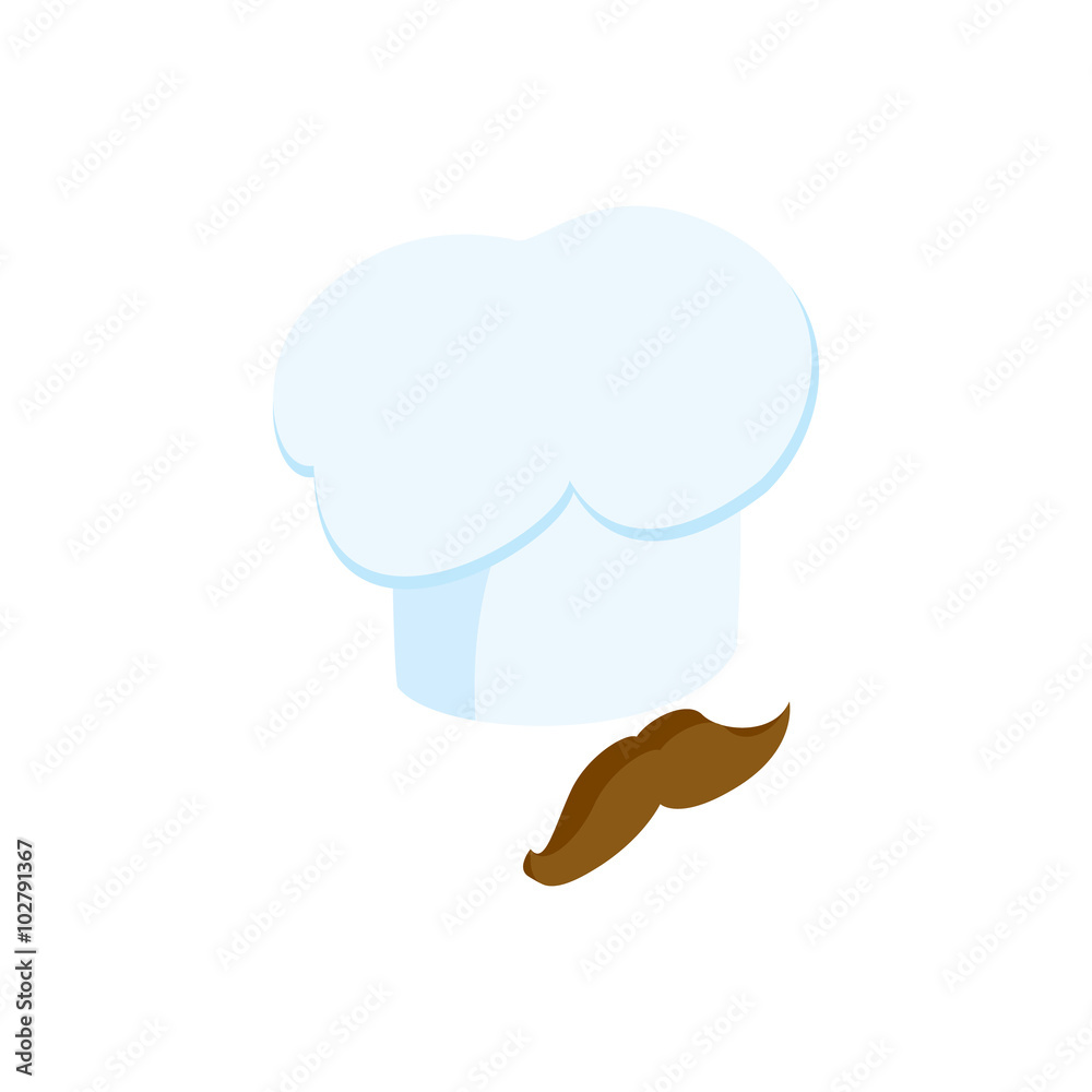Chef hat with a mustache isometric 3d icon Chef hat with a mustache isometric 3d icon