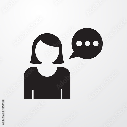 Woman with speech balloon icon