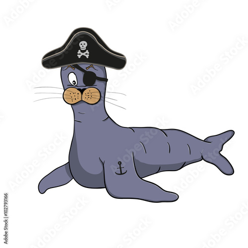 Hand-drawn cartoon style sea lion