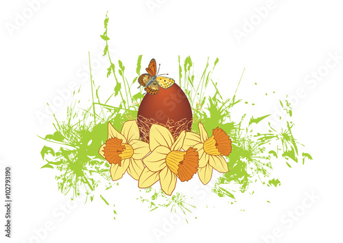 egg and  narcissuses