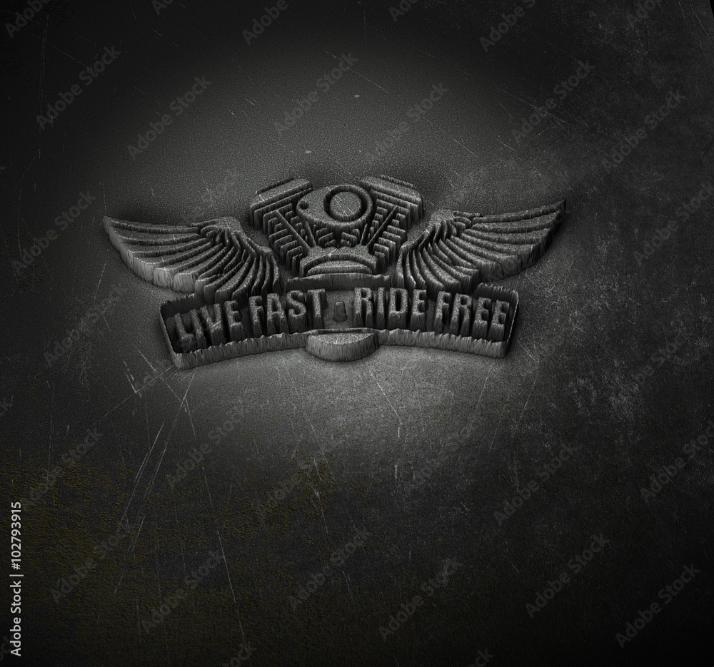 Naklejka premium Live Hard - Ride Free - Emblem Moto.jpg