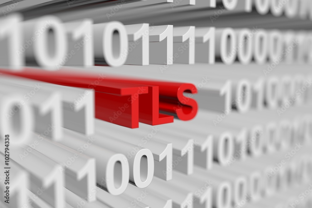 TLS is presented in the form of a binary code with blurred background