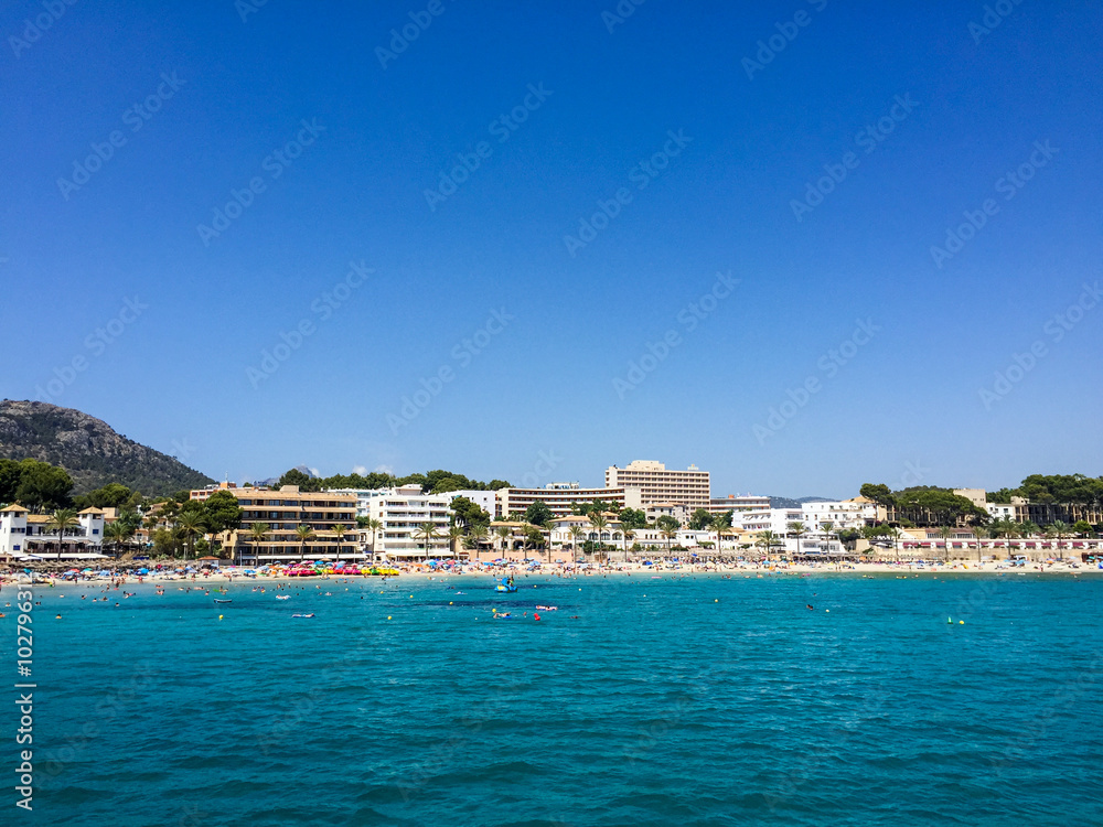 Large vacation resort under blue sky