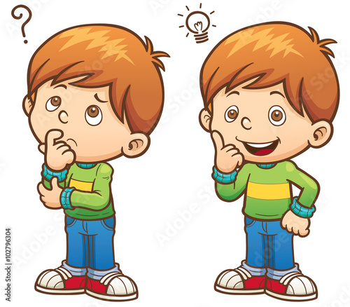 Vector illustration of Cartoon Boy thinking