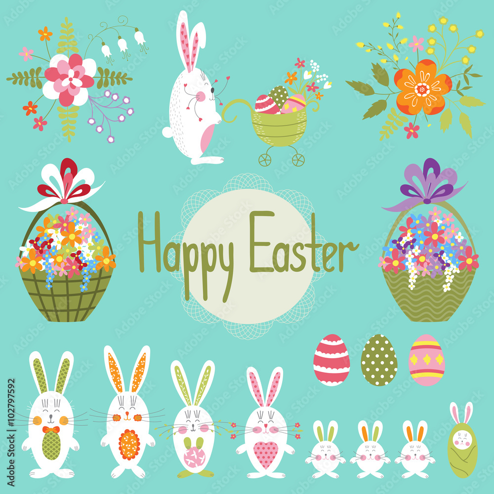 Easter set with bunnies Easter set with bunnies