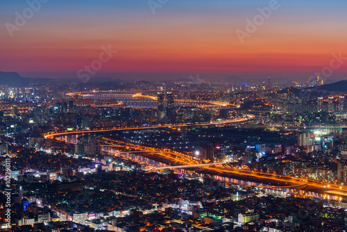 Korea,Seoul at night, South Korea city skyline