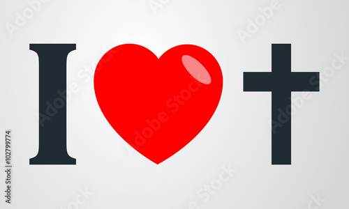 Icono plano i love cruz en fondo degradado