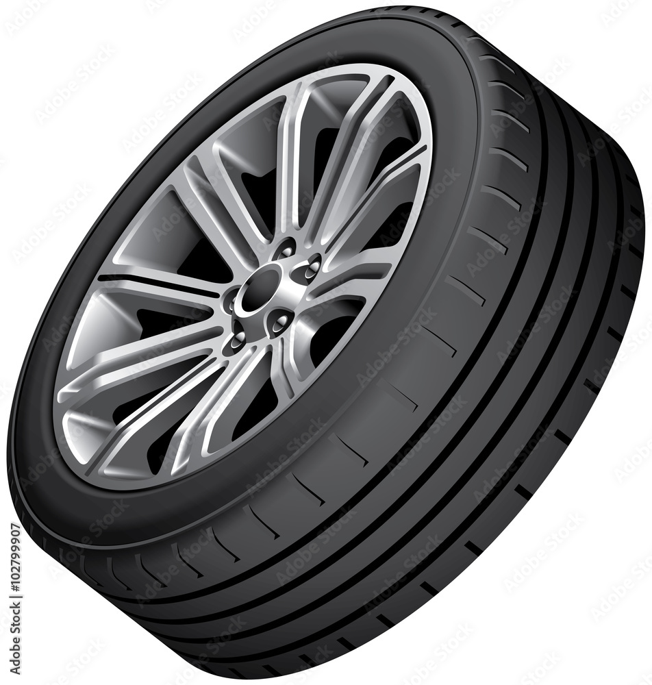 Obraz premium Alloy wheel with low-profile tire