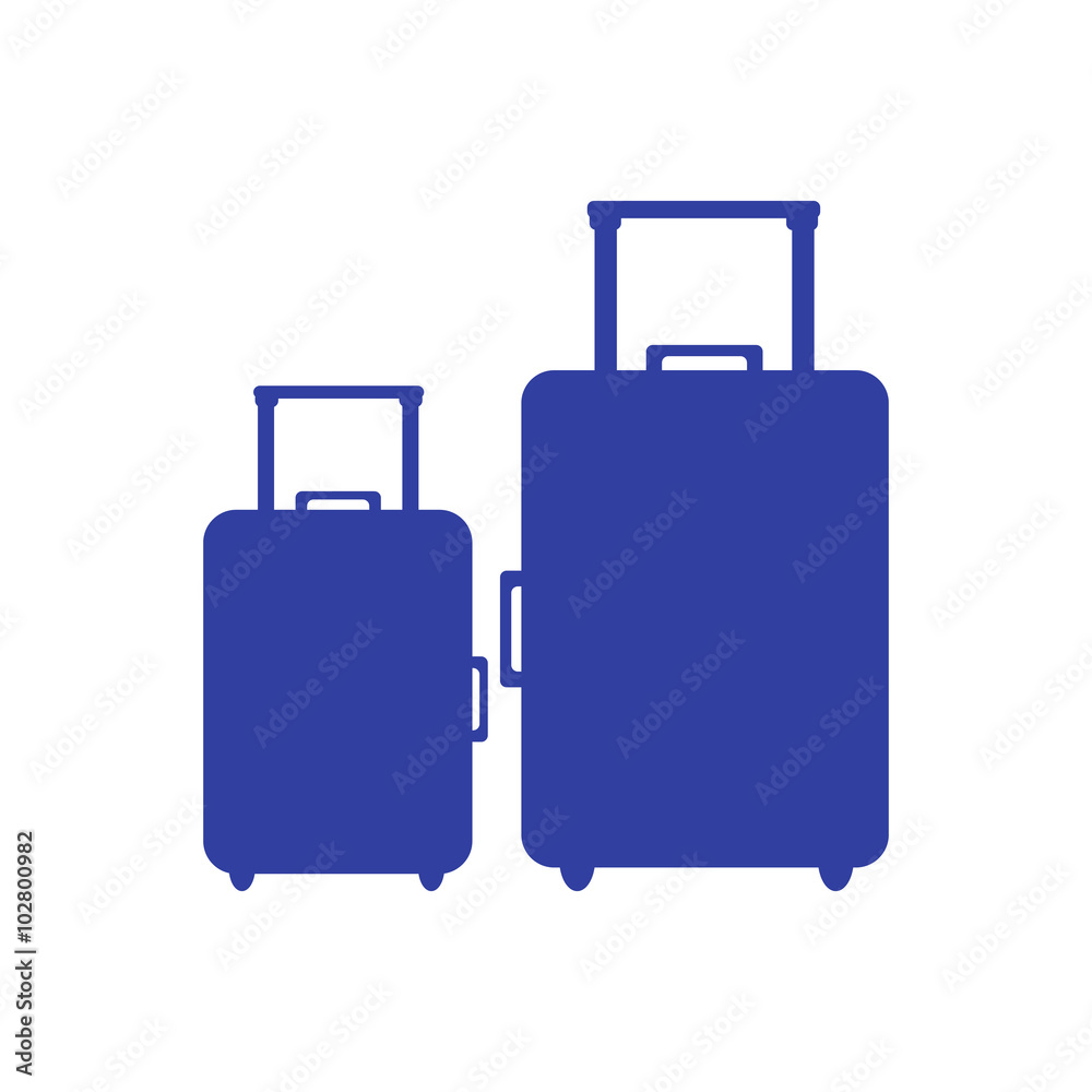 Stylized icon of colored suitcases on a white background Stylized icon of colored suitcases on a white background