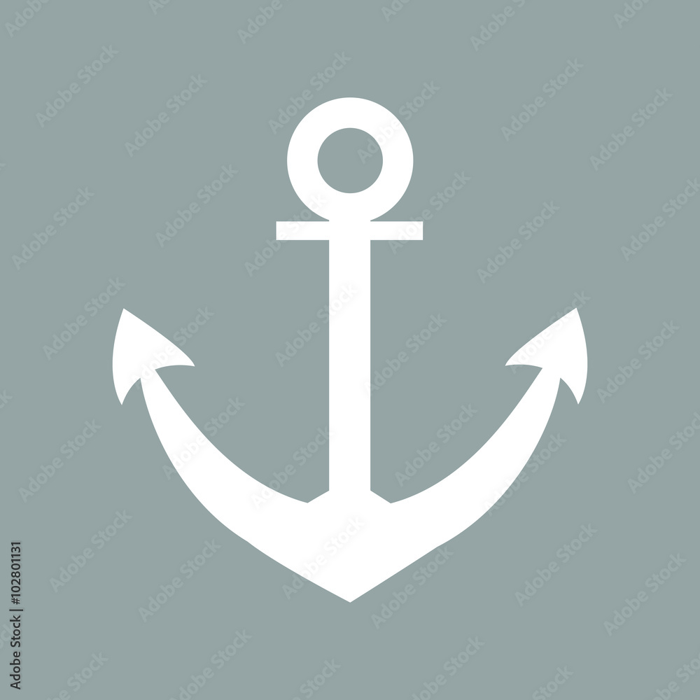 Stylized icon of anchor in white on a colored background Stylized icon of anchor in white on a colored background
