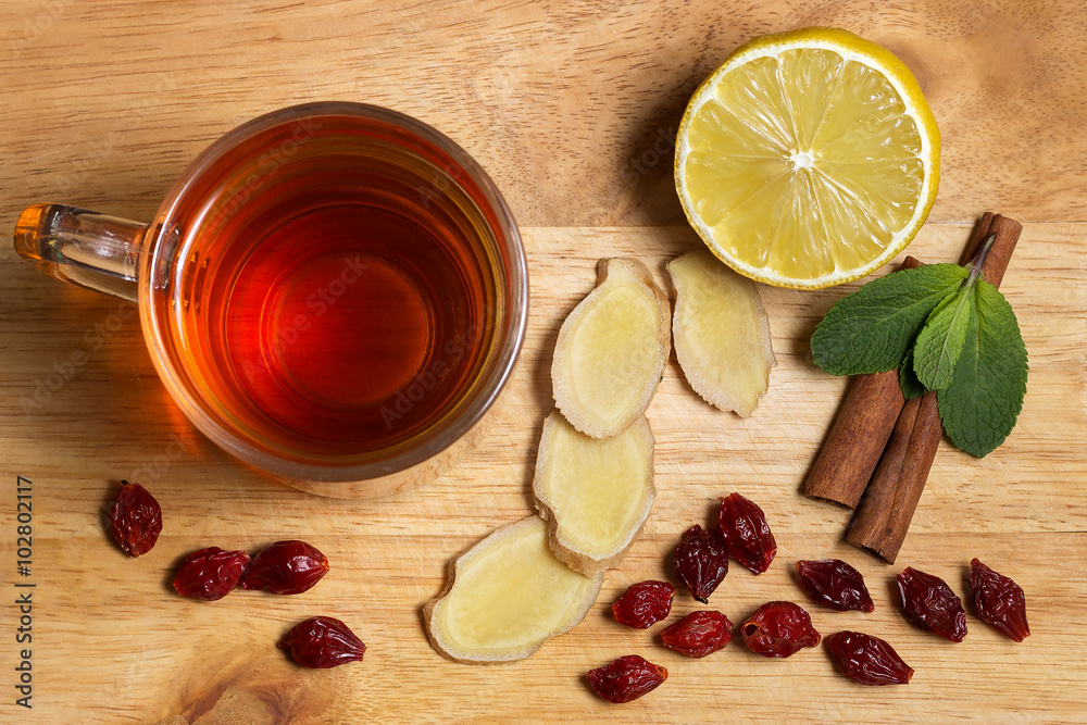Ginger tea with mint and lemon Ginger tea with mint and lemon