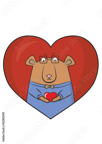 Happy Valentines day card with cute teddy bear