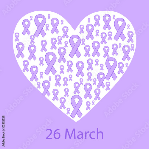 Lavender ribbon heart epilepsy cancer solidarity day