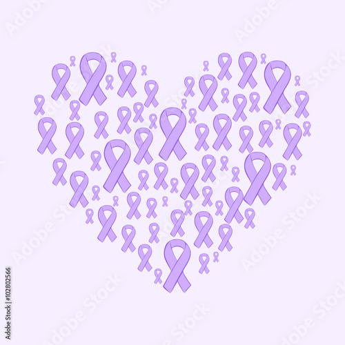 Lavender ribbon heart epilepsy cancer solidarity day