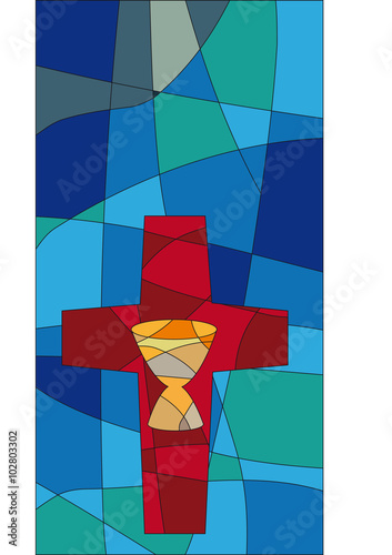 Mosaik von Kreuz und Kelch 