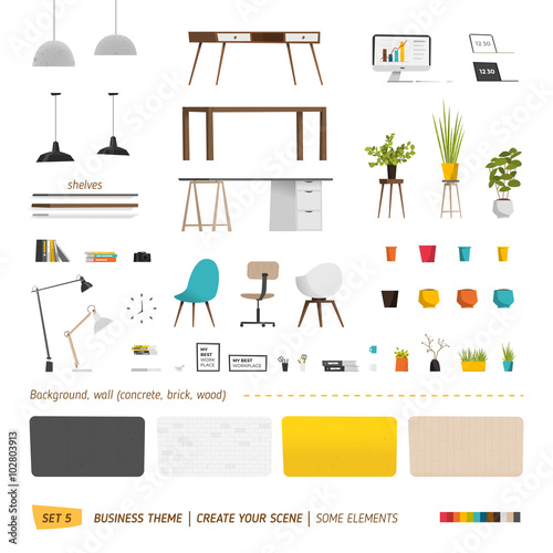 Business office elements for create your scene