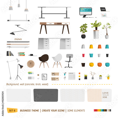 Business office elements for create your scene