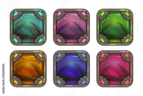 Cartoon app icon backgrounds set
