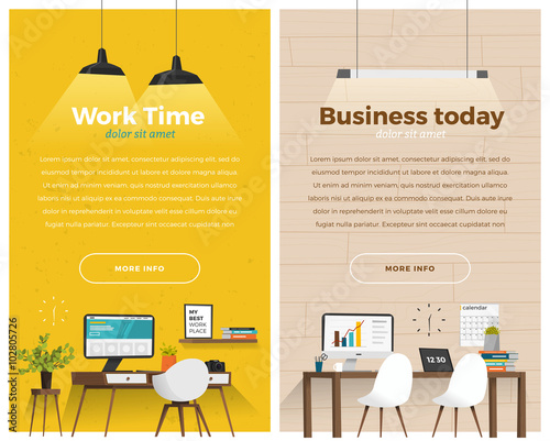 Two banner for web design. Office theme