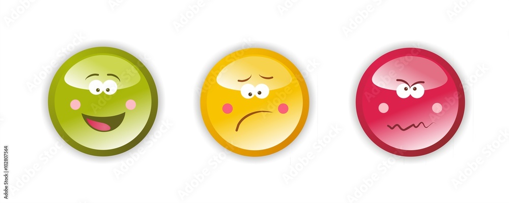 Emoticonos con diferentes caras. Gestos o expresiones. Ilustración vectorial aislada Emoticonos con diferentes caras. Gestos o expresiones. Ilustración vectorial aislada