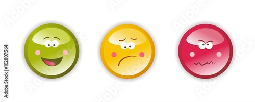 Emoticonos con diferentes caras. Gestos o expresiones. Ilustración vectorial aislada