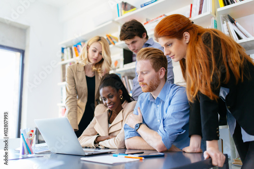 Business coworkers consulting in office
