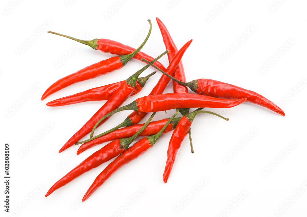 red chillies on white