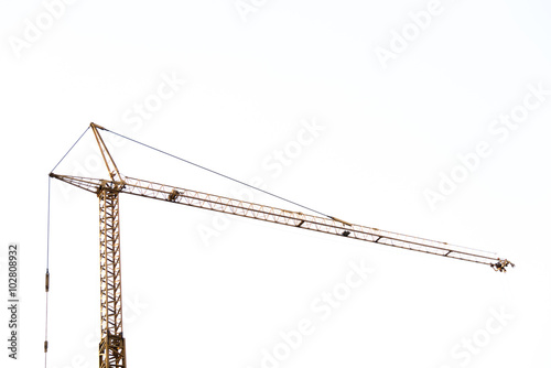 yellow hoisting crane isolate on white background