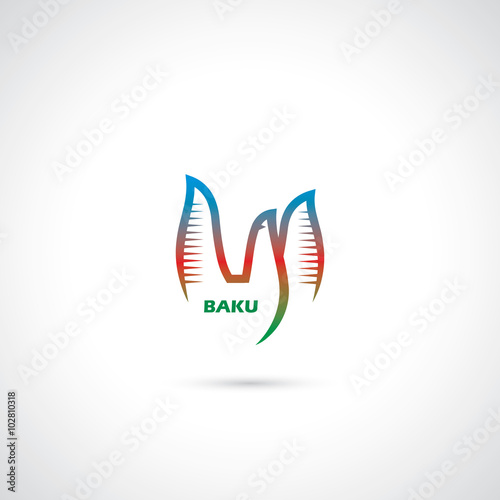Baku symbol - flame towers - bird symbol 
