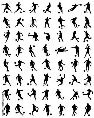 Black silhouettes of football players  vector
