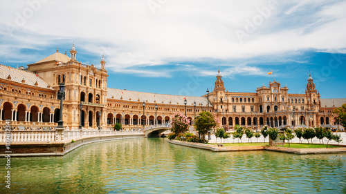 Famous landmark - Plaza de Espana in Seville, Andalusia, Spain