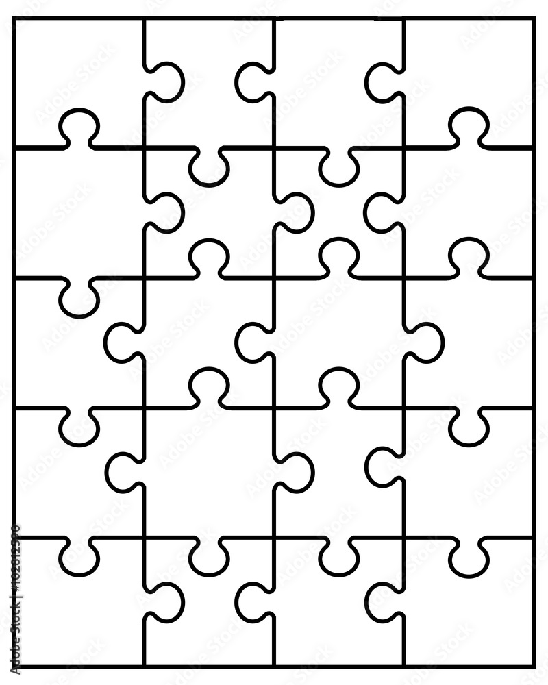 Vector illustration of small white puzzle, separate parts