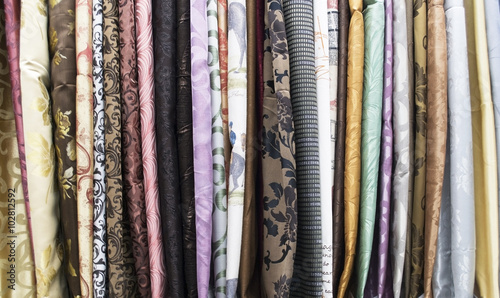 variety of fabrics in the store