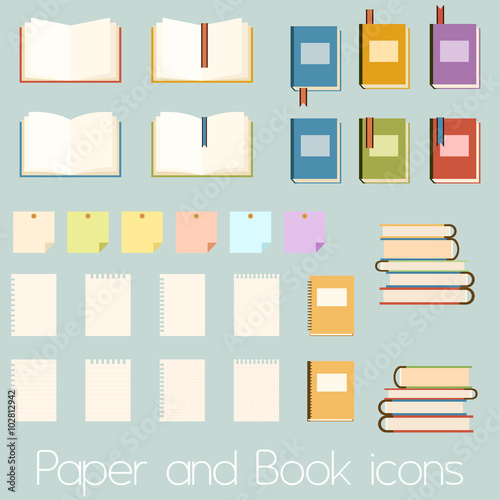 Set of flat book icons