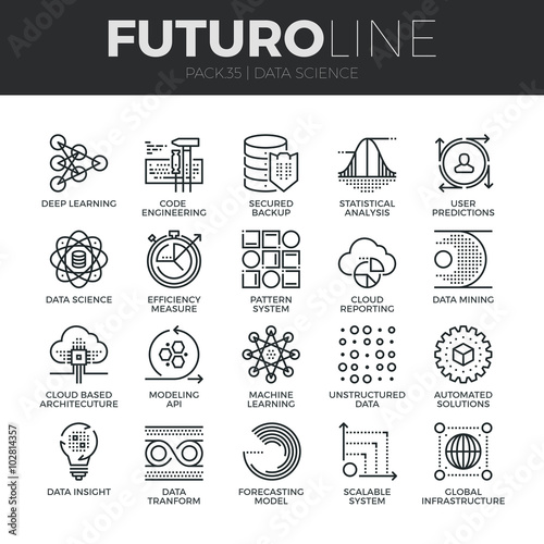 Data Science Futuro Line Icons Set