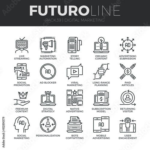 Digital Marketing Futuro Line Icons Set