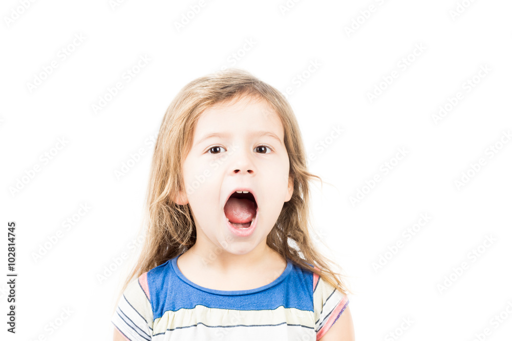 Portrait of little funky kid with mouth open Portrait of little funky kid with mouth open