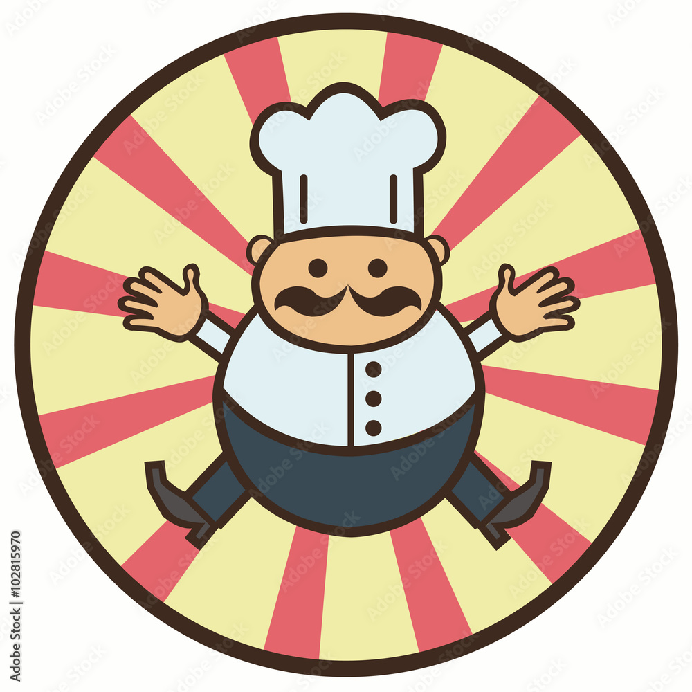 funny cartoon cook with a mustache - vector illustration funny cartoon cook with a mustache - vector illustration